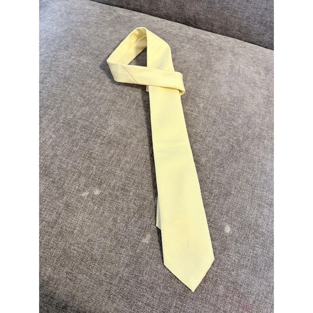 Yves Saint Laurent Neckwear Vintage Solid Butter Yellow color Satin